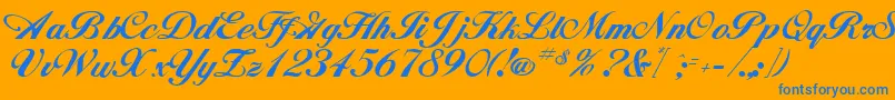 HornsbyRegular Font – Blue Fonts on Orange Background