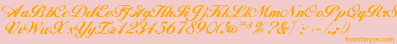 HornsbyRegular-Schriftart – Orangefarbene Schriften auf rosa Hintergrund