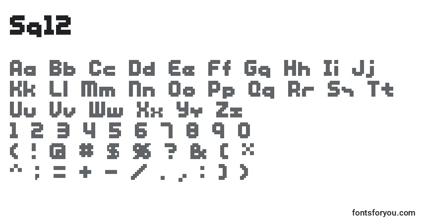 A fonte Sg12 – alfabeto, números, caracteres especiais
