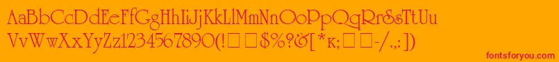 UnicyrillicRegular-Schriftart – Rote Schriften auf orangefarbenem Hintergrund