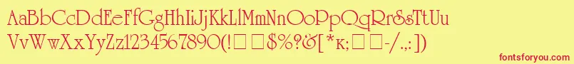 UnicyrillicRegular Font – Red Fonts on Yellow Background