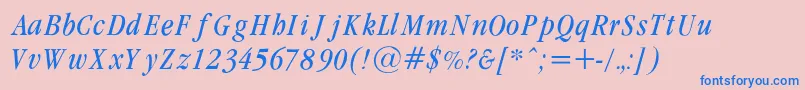 GaramondcondLightItalicRegular Font – Blue Fonts on Pink Background