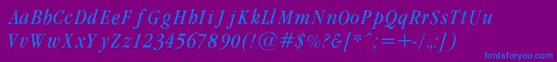 GaramondcondLightItalicRegular Font – Blue Fonts on Purple Background