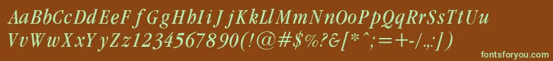 GaramondcondLightItalicRegular Font – Green Fonts on Brown Background