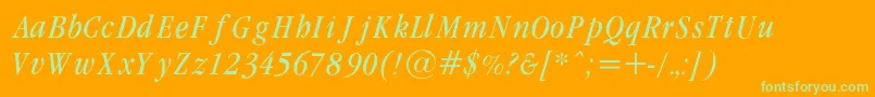 GaramondcondLightItalicRegular Font – Green Fonts on Orange Background