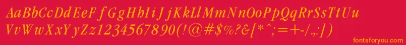 GaramondcondLightItalicRegular Font – Orange Fonts on Red Background
