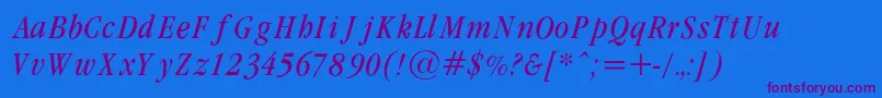 GaramondcondLightItalicRegular Font – Purple Fonts on Blue Background
