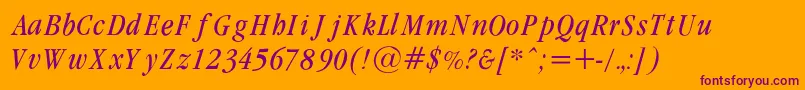 GaramondcondLightItalicRegular Font – Purple Fonts on Orange Background