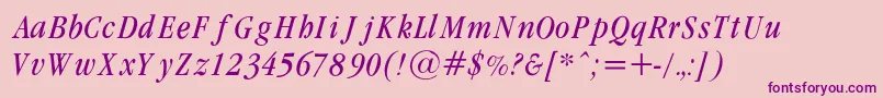GaramondcondLightItalicRegular Font – Purple Fonts on Pink Background