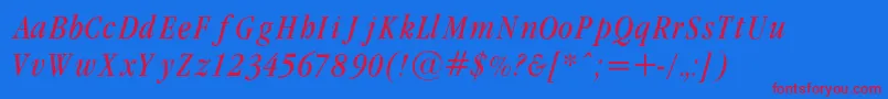 GaramondcondLightItalicRegular Font – Red Fonts on Blue Background