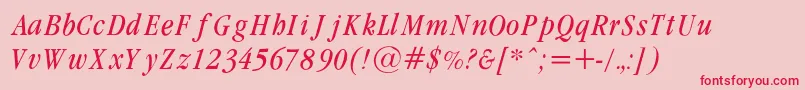 GaramondcondLightItalicRegular Font – Red Fonts on Pink Background