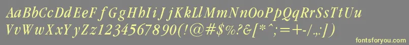 GaramondcondLightItalicRegular-fontti – keltaiset fontit harmaalla taustalla