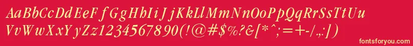 GaramondcondLightItalicRegular Font – Yellow Fonts on Red Background