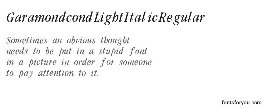 GaramondcondLightItalicRegular Font