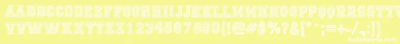 FicticciaCollege Font – White Fonts on Yellow Background