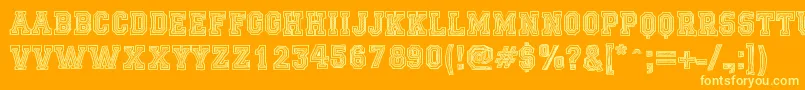 FicticciaCollege Font – Yellow Fonts on Orange Background