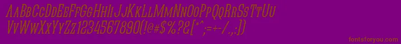 QuasticKapsNarrowItalic-fontti – ruskeat fontit violetilla taustalla