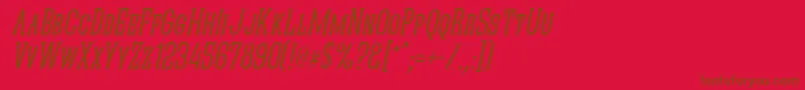 QuasticKapsNarrowItalic-Schriftart – Braune Schriften auf rotem Hintergrund