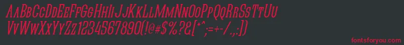 フォントQuasticKapsNarrowItalic – 黒い背景に赤い文字