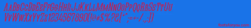 QuasticKapsNarrowItalic Font – Red Fonts on Blue Background