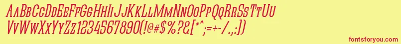 フォントQuasticKapsNarrowItalic – 赤い文字の黄色い背景