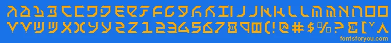 フォントFantl – オレンジ色の文字が青い背景にあります。