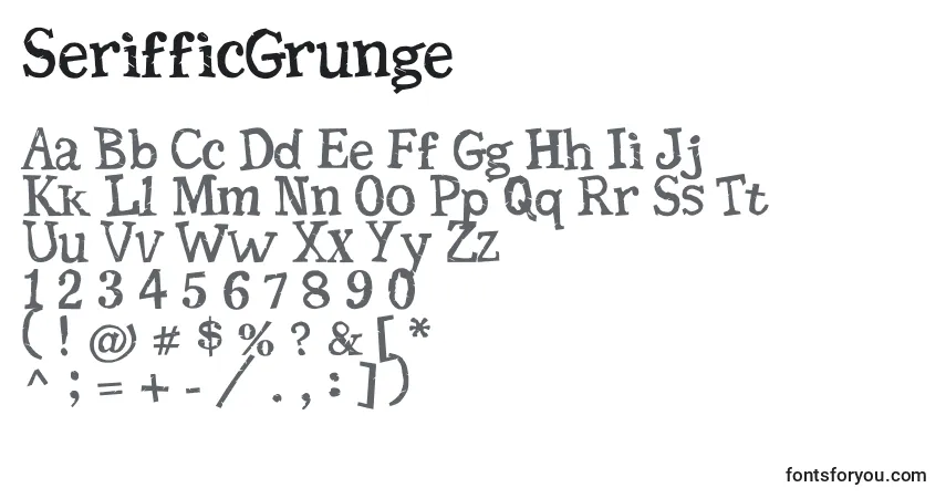 Schriftart SerifficGrunge – Alphabet, Zahlen, spezielle Symbole