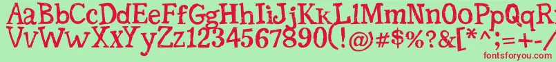 SerifficGrunge Font – Red Fonts on Green Background