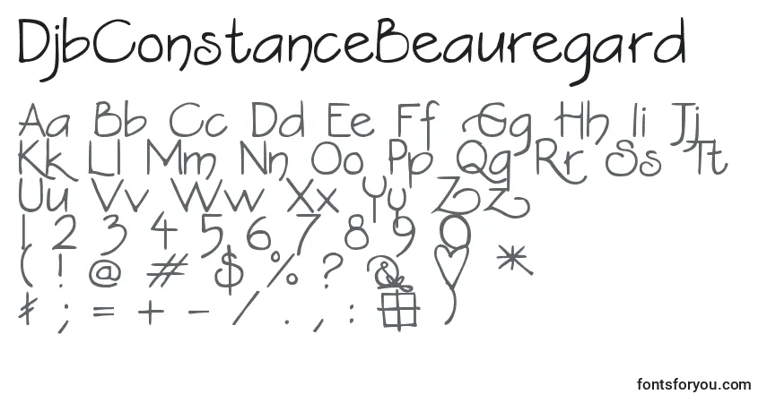 A fonte DjbConstanceBeauregard – alfabeto, números, caracteres especiais