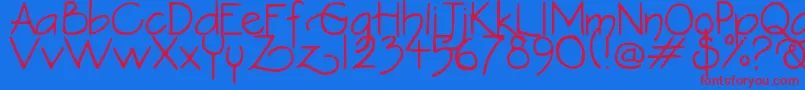 DjbConstanceBeauregard-Schriftart – Rote Schriften auf blauem Hintergrund