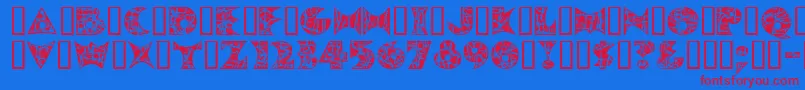 Pollockmf Font – Red Fonts on Blue Background