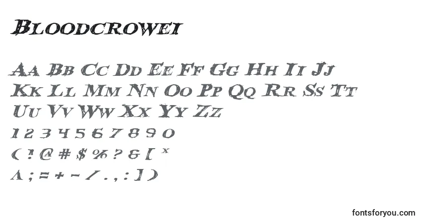 Шрифт Bloodcrowei – алфавит, цифры, специальные символы