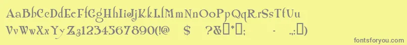 Shangrilanf-fontti – harmaat kirjasimet keltaisella taustalla