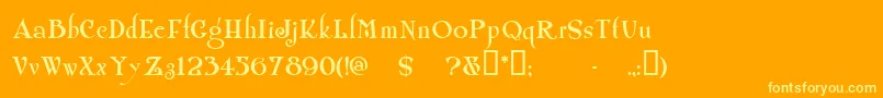 Shangrilanf-fontti – keltaiset fontit oranssilla taustalla