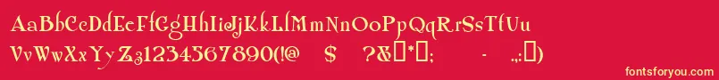 Shangrilanf-fontti – keltaiset fontit punaisella taustalla
