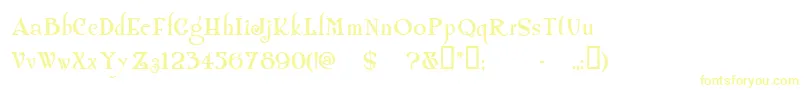 Shangrilanf-Schriftart – Gelbe Schriften auf weißem Hintergrund