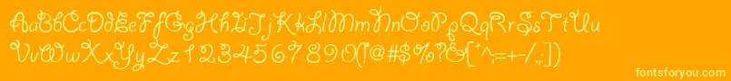 Lariatlight-Schriftart – Gelbe Schriften auf orangefarbenem Hintergrund