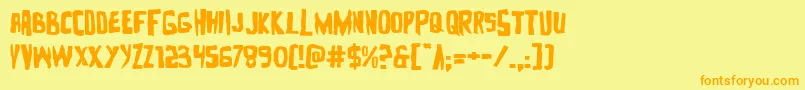 Zakensteinexpand-Schriftart – Orangefarbene Schriften auf gelbem Hintergrund