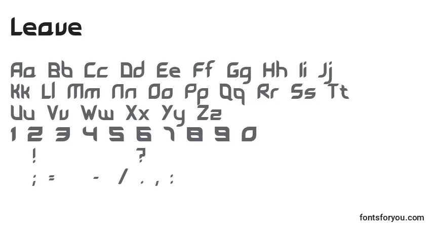 Schriftart Leave – Alphabet, Zahlen, spezielle Symbole