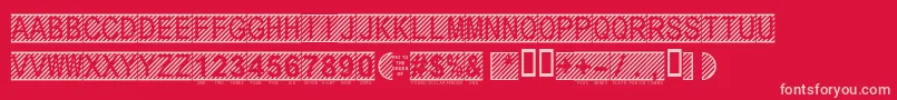 Secure12a-fontti – vaaleanpunaiset fontit punaisella taustalla