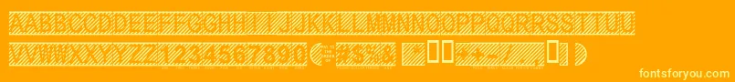 Secure12a-Schriftart – Gelbe Schriften auf orangefarbenem Hintergrund