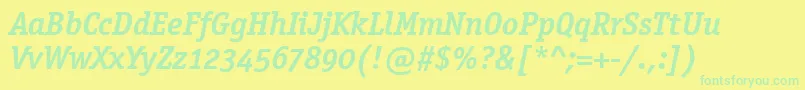 OfficinaSerifOsItcTtBoldit Font – Green Fonts on Yellow Background