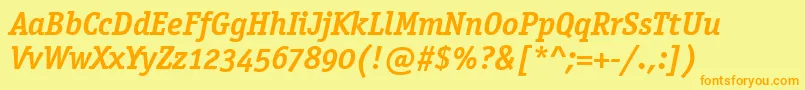 OfficinaSerifOsItcTtBoldit Font – Orange Fonts on Yellow Background