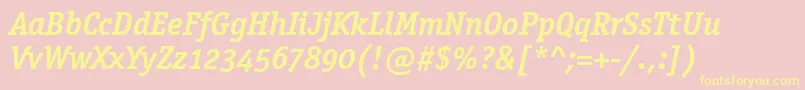 OfficinaSerifOsItcTtBoldit Font – Yellow Fonts on Pink Background