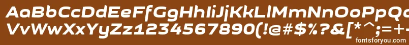 GetvoipGrotesqueItalic-fontti – valkoiset fontit ruskealla taustalla