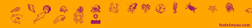 OceanIacy-Schriftart – Violette Schriften auf orangefarbenem Hintergrund