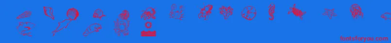 フォントOceanIacy – 赤い文字の青い背景