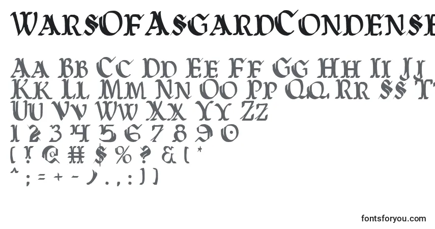 Шрифт WarsOfAsgardCondensed – алфавит, цифры, специальные символы