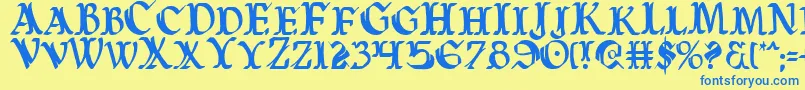 WarsOfAsgardCondensed Font – Blue Fonts on Yellow Background