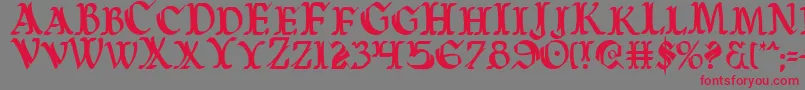 WarsOfAsgardCondensed-fontti – punaiset fontit harmaalla taustalla